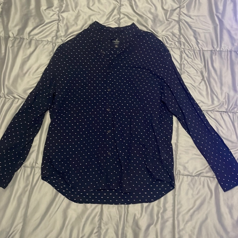 Long Sleeve Button Up • American Eagle • Dark Blue Pattern • XL • Like New
